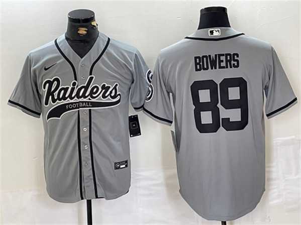 Men%27s Las Vegas Raiders #89 Brock Bowers Gray Cool Base Baseball Stitched Jersey